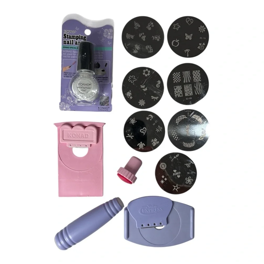 KONAD Stamping Nail Art Stamp and Scraper Set Stamping Nail Art Tool 47 Designs